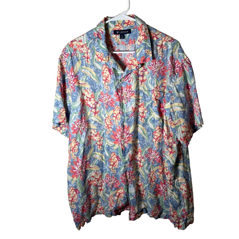 Cremieux Shirt Men's XXL Button Down Short Sleeve Floral Arsty Collared Casual